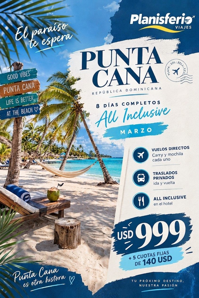 Flyer de la promo Punta Cana all inclusive, Planisferio Viajes